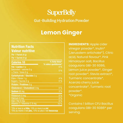 Blume SuperBelly Lemon Ginger Gut-Building Hydration Powder