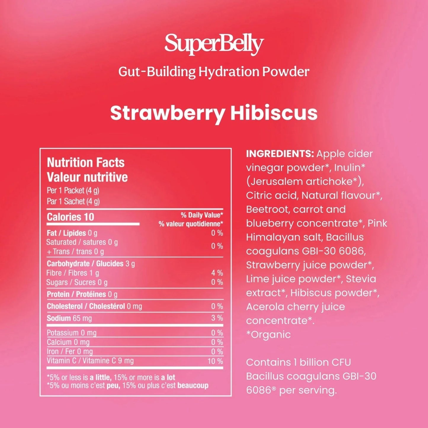 Blume SuperBelly Strawberry Hibiscus Gut-Building Hydration Powder