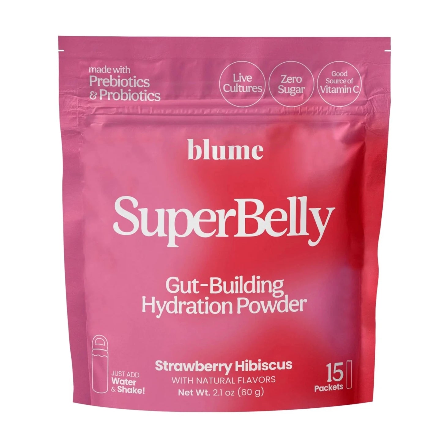 Blume SuperBelly Strawberry Hibiscus Gut-Building Hydration Powder