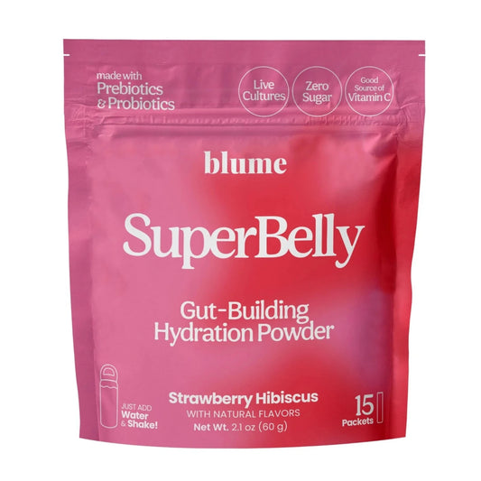 Blume SuperBelly Strawberry Hibiscus Gut-Building Hydration Powder