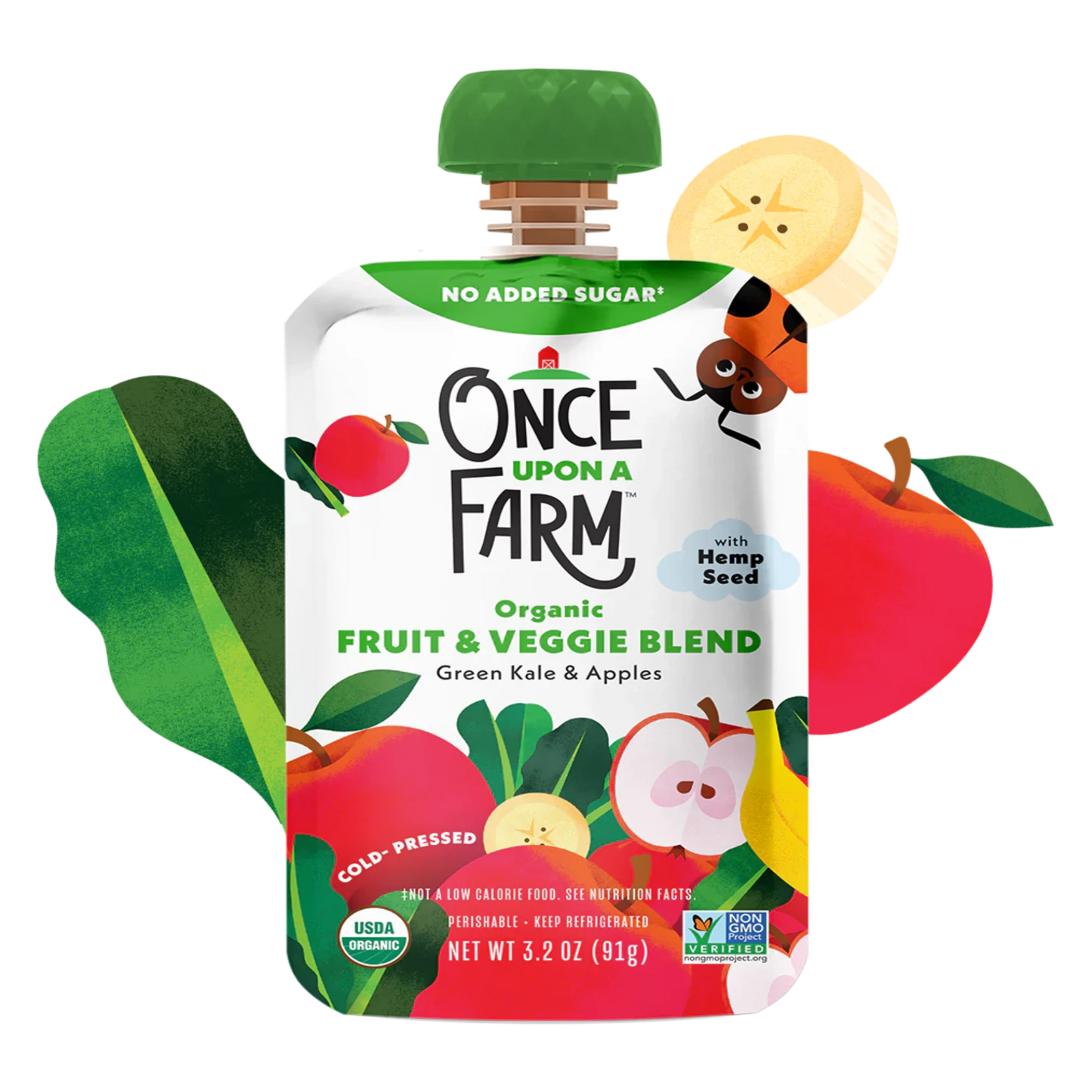 Once Upon A Farm Green Kale & Apples Fruit & Veggie Blend Pouch