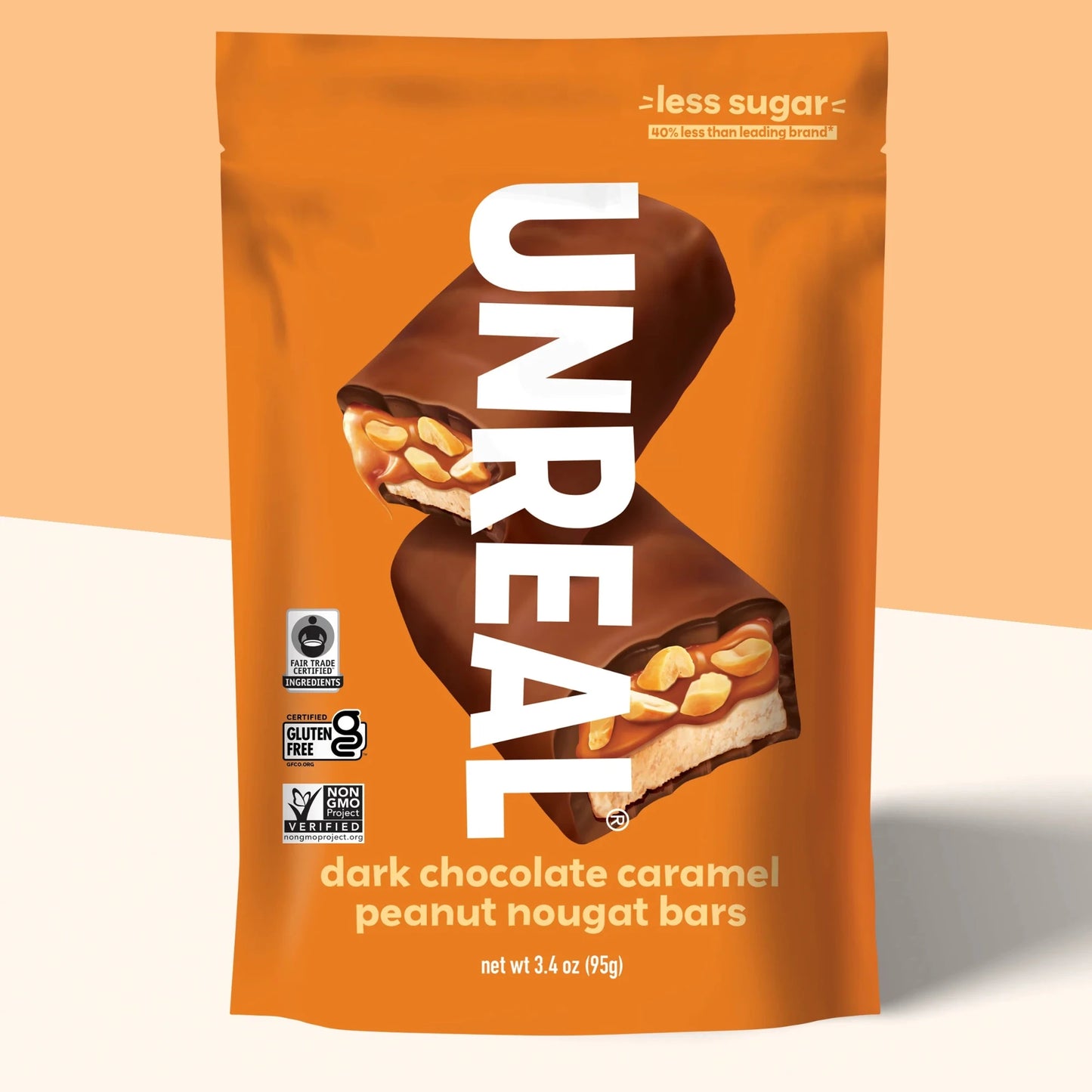 UNREAL Dark Chocolate Caramel Peanut Nougat Bars