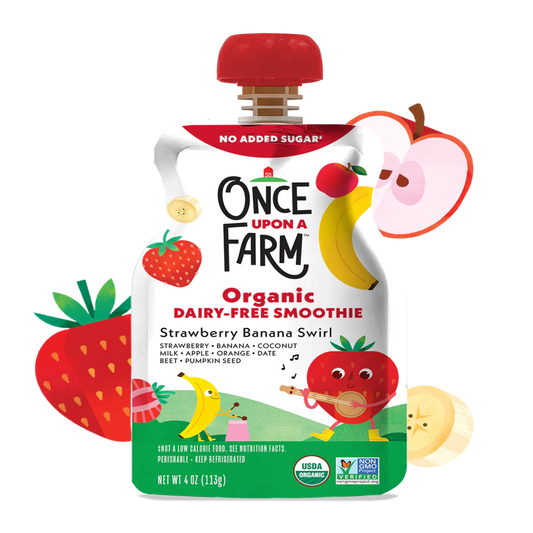 Once Upon A Farm Strawberry Banana Swirl Dairy-Free Smoothie Pouch